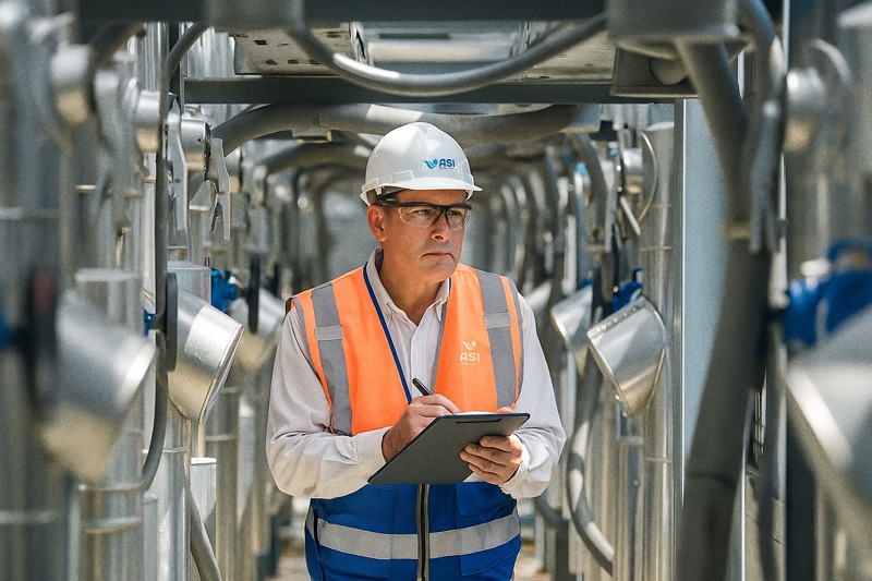Water Treatment Specialist takes notes about system