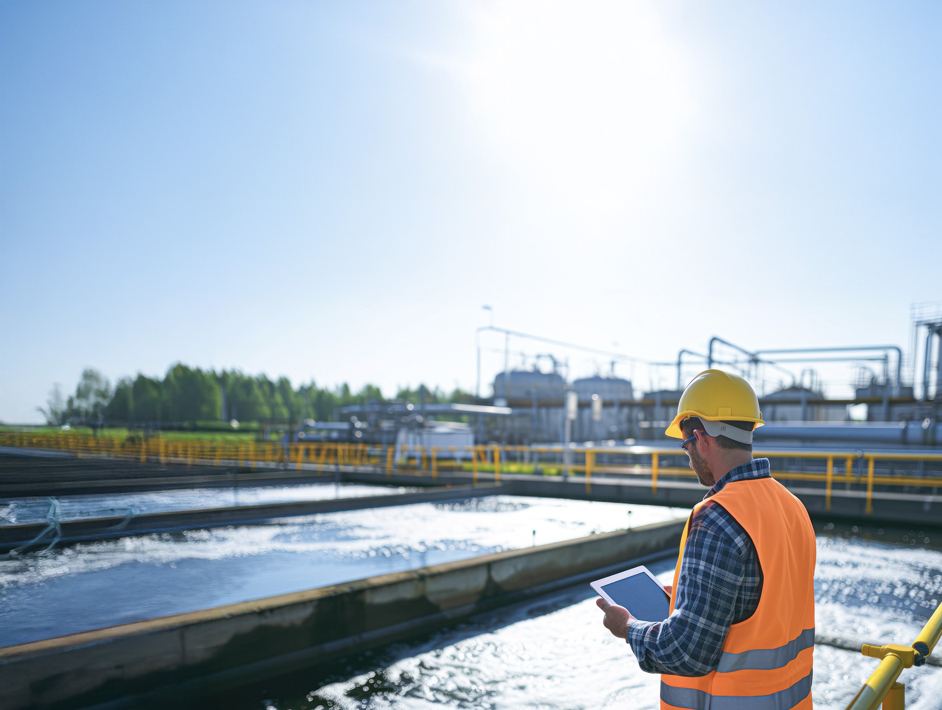 Water Treatment Specialist taking notes about system